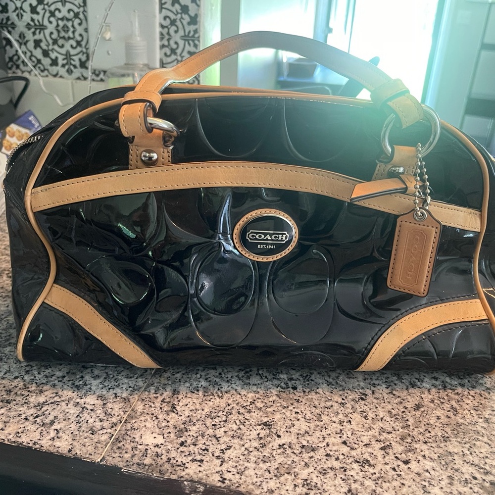 Authentic Coach Peyton Embossed Patent Satchel